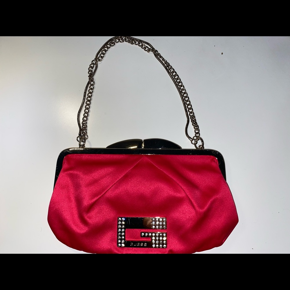 Vintage hot pink guess bag with blue interior